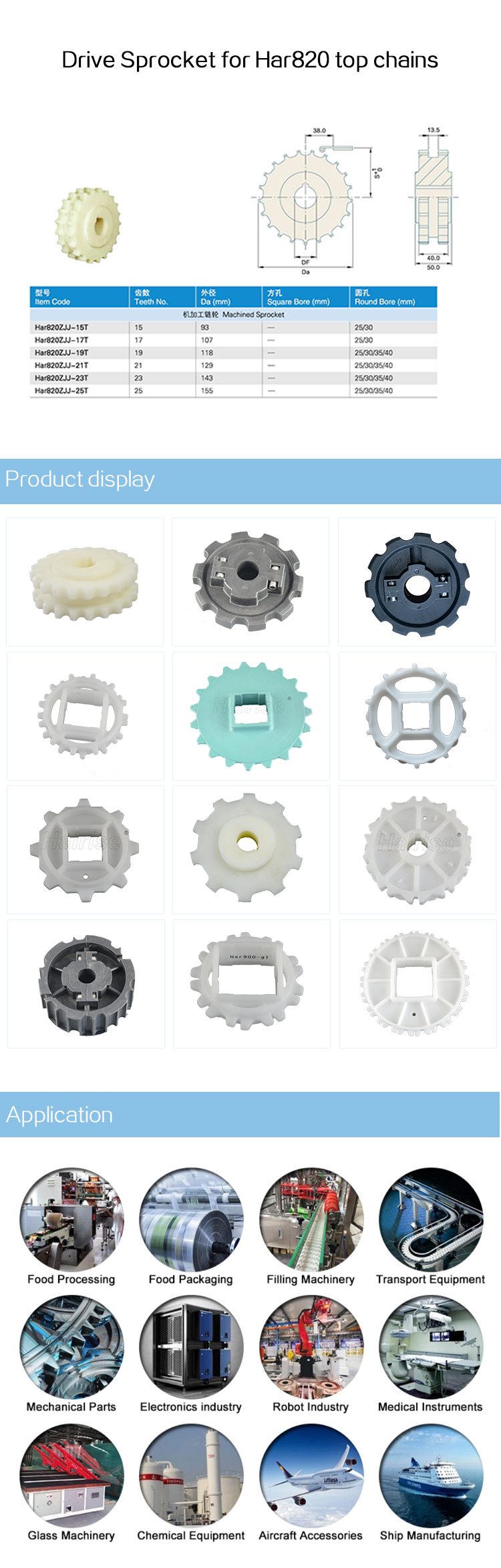 Sprockets Drive sprocket for Cbms820 top chain