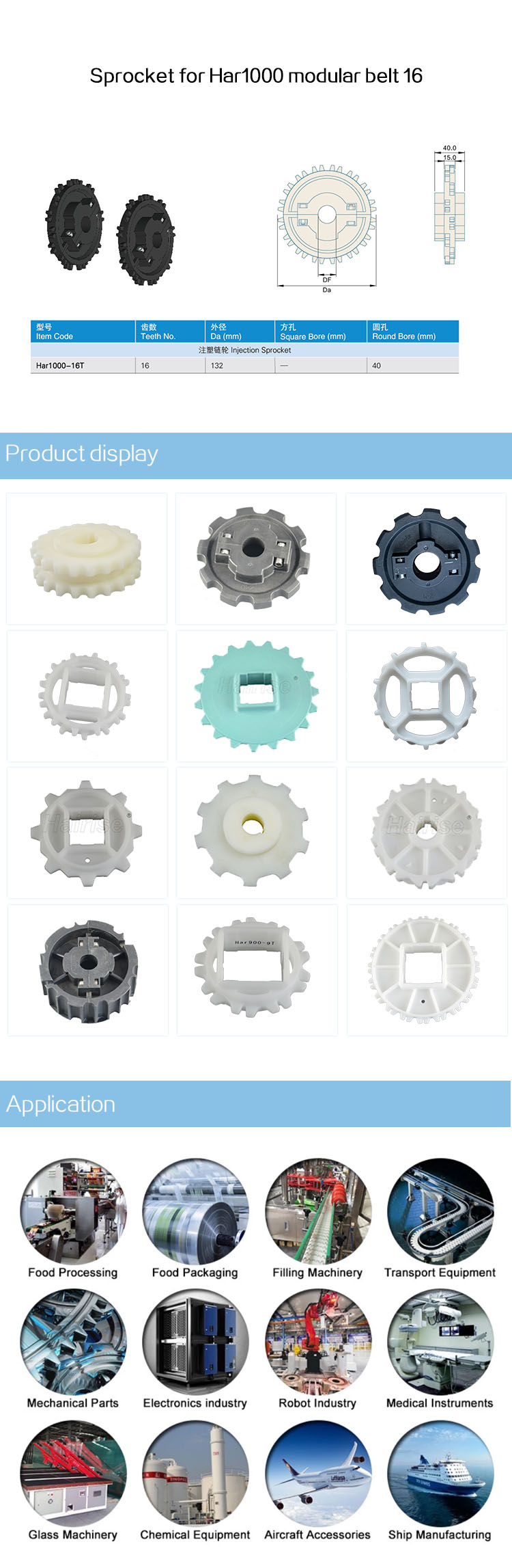 Sprockets Sprocket for Cbms1000 modular belt 16