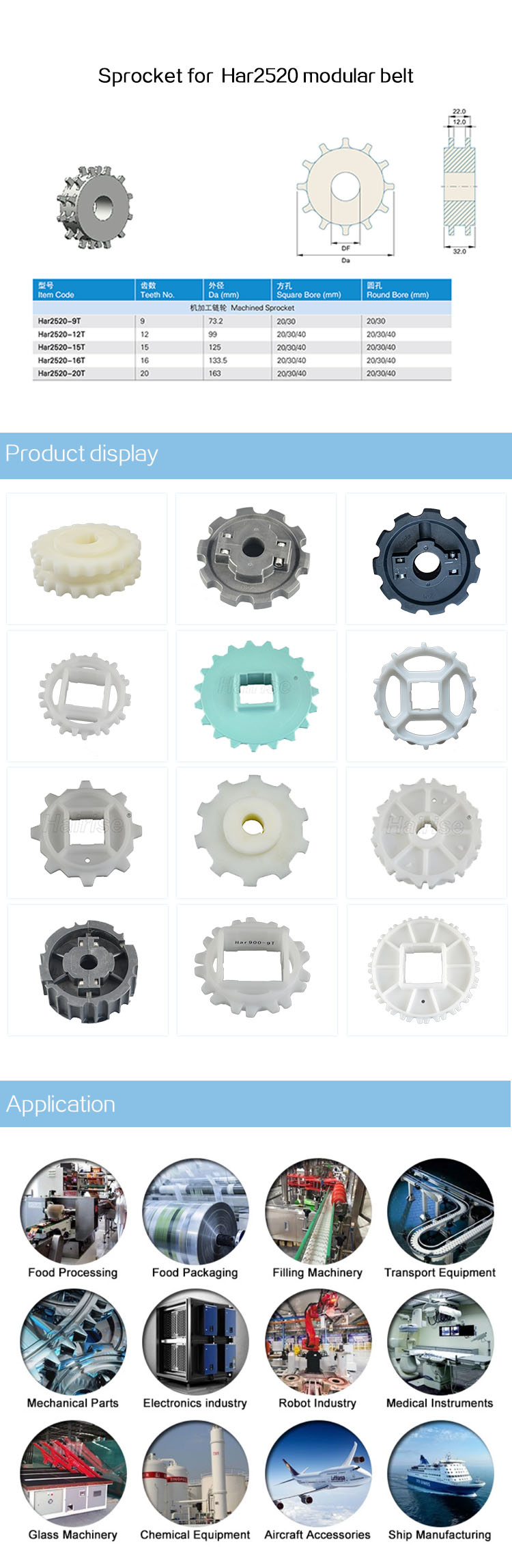 Sprockets Sprocket for Cbms2520 modular belt