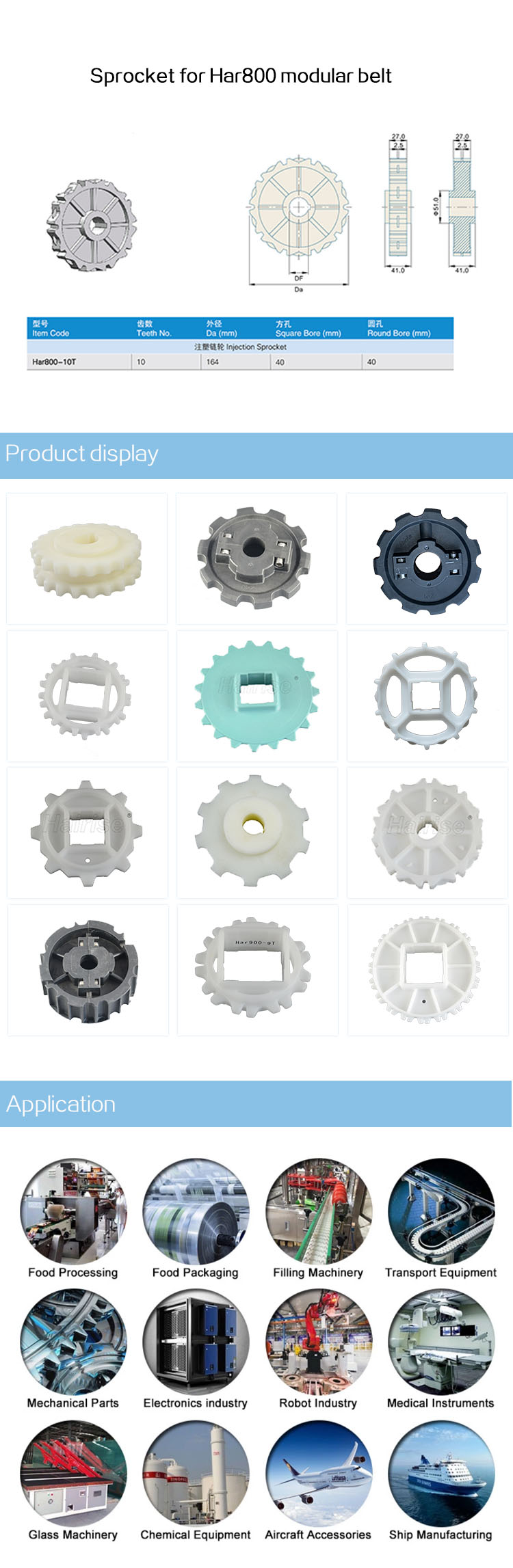 Sprockets Sprocket for Cbms800 modular belt
