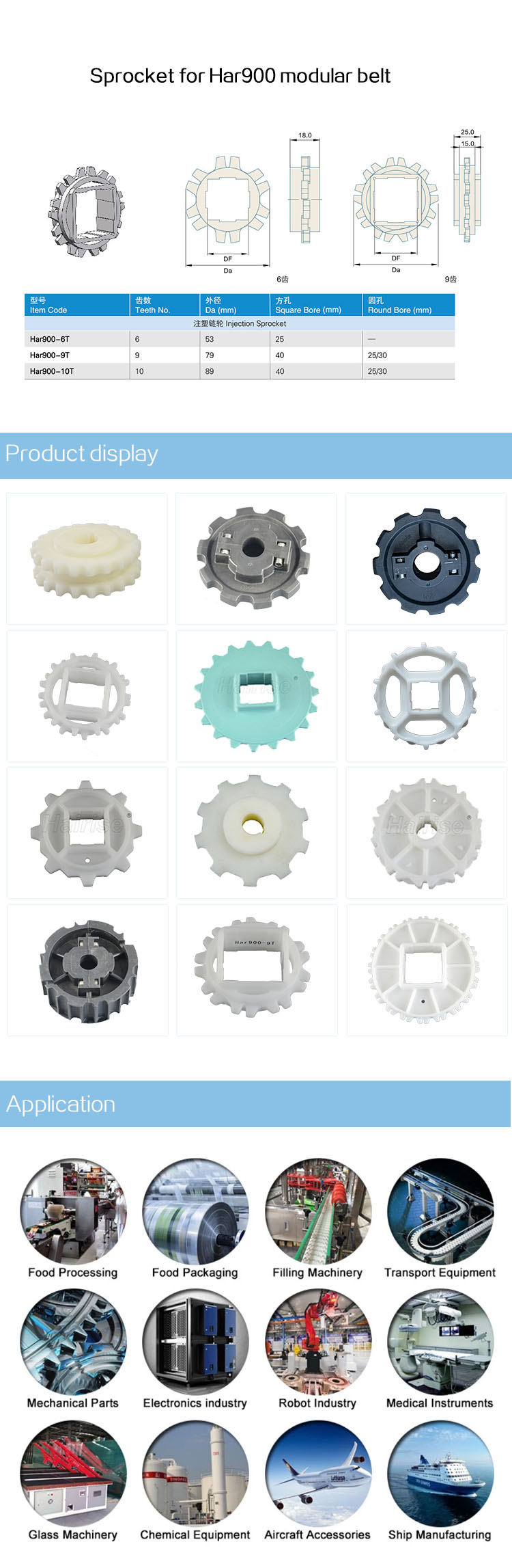 Sprockets Sprocket for Cbms900 modular belt