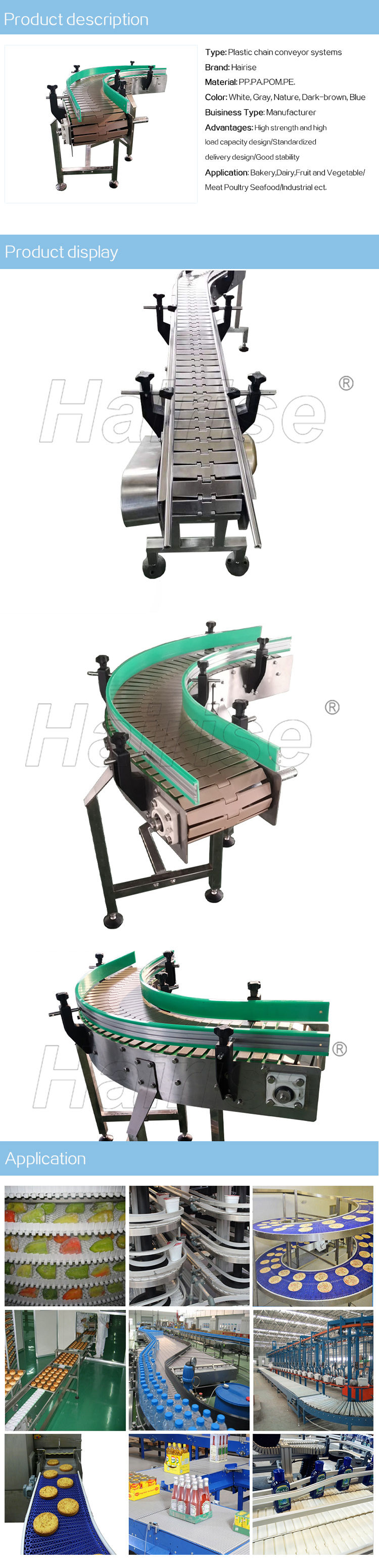 Plastic Chain Conveyor Hairise plastic chain conveyor systems