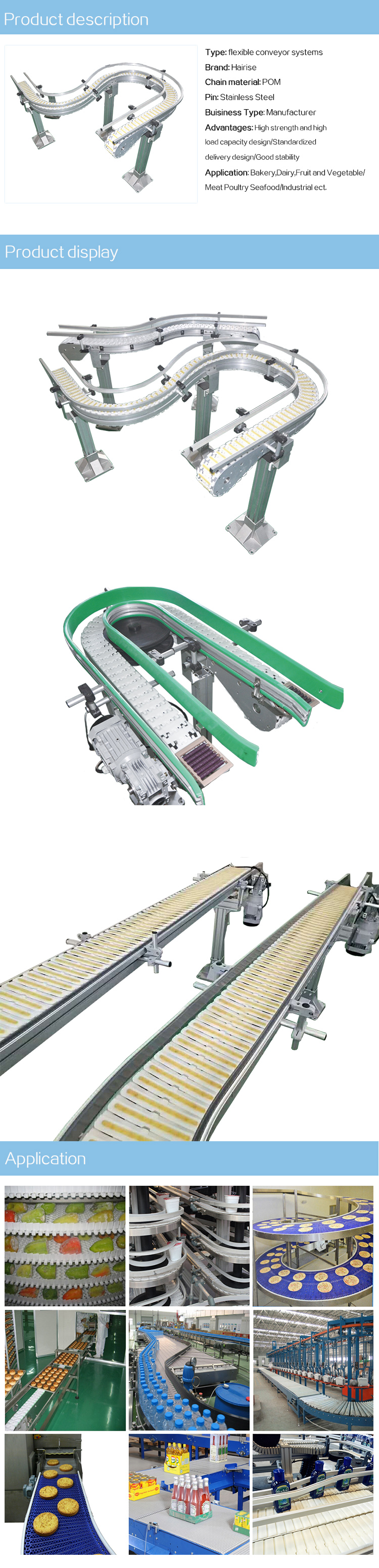 Plastic Flexible Chain Conveyor Hairise Flexible conveyor systems