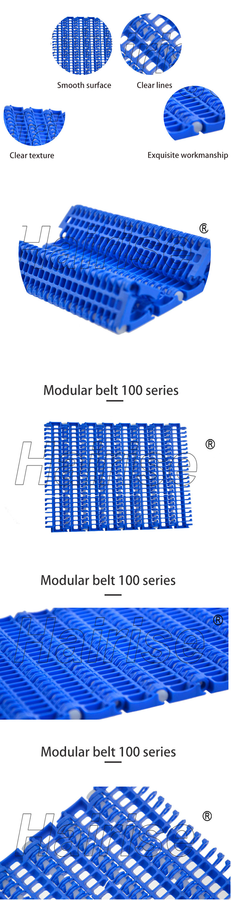 Plastic Modular Belts Cbms100 series flush grid modular belt