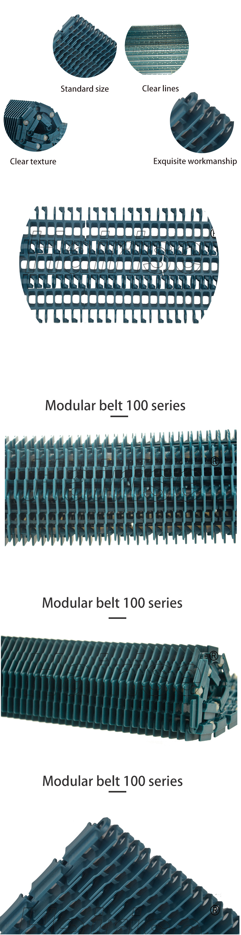 Plastic Modular Belts Cbms100 series raised rib modular belt