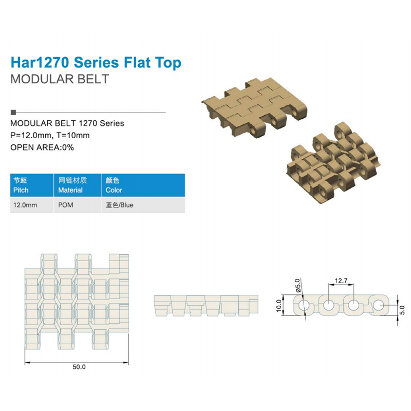 Plastic Modular Belts Cbms1270 series flat top modular belt