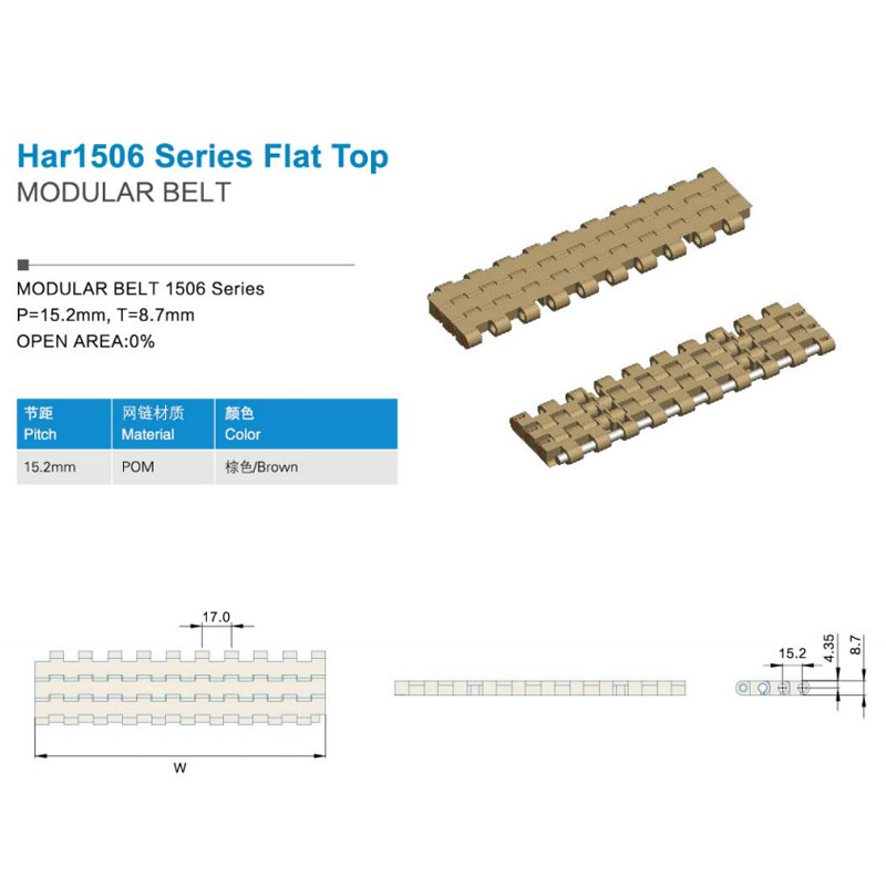 Plastic Modular Belts Cbms1506 series flat top modular belt