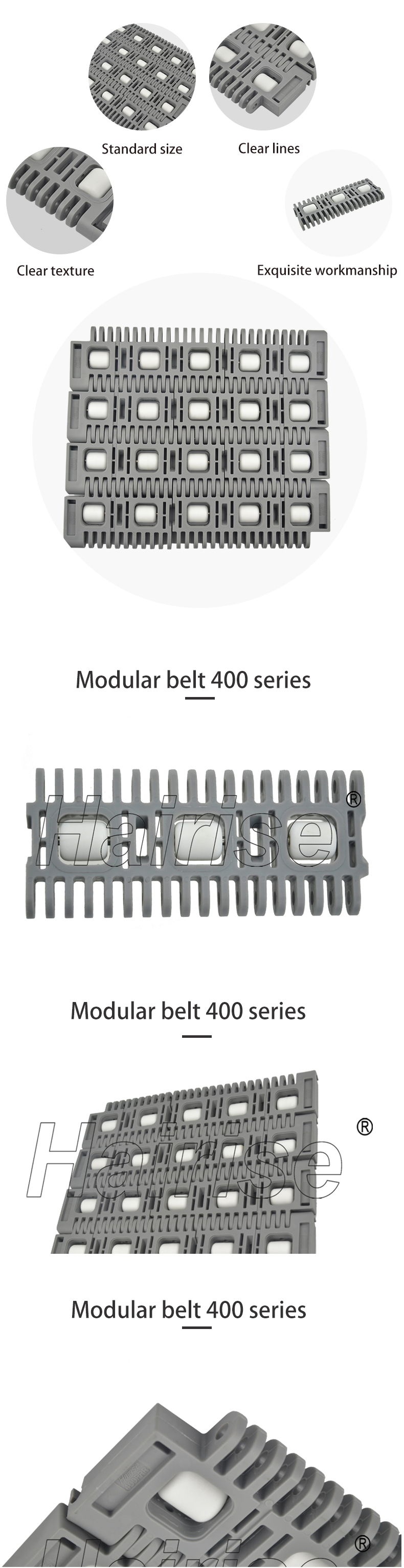 Plastic Modular Belts Cbms400 series lateral pulley type modular belt