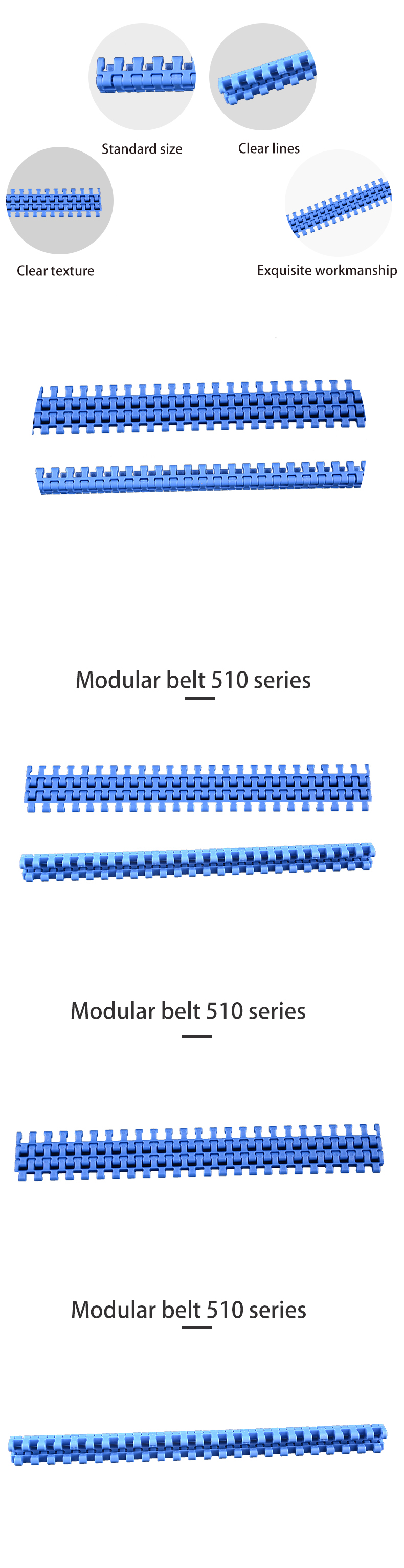 Plastic Modular Belts Cbms510 series flush grid modular belt