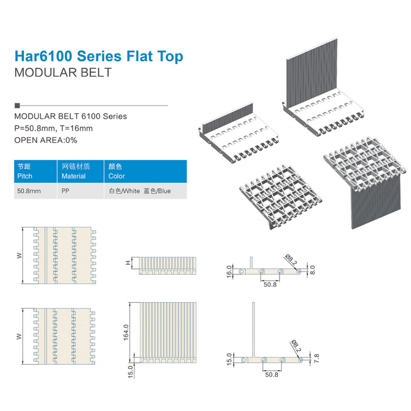 Plastic Modular Belts Cbms6100 series flat top modular belt