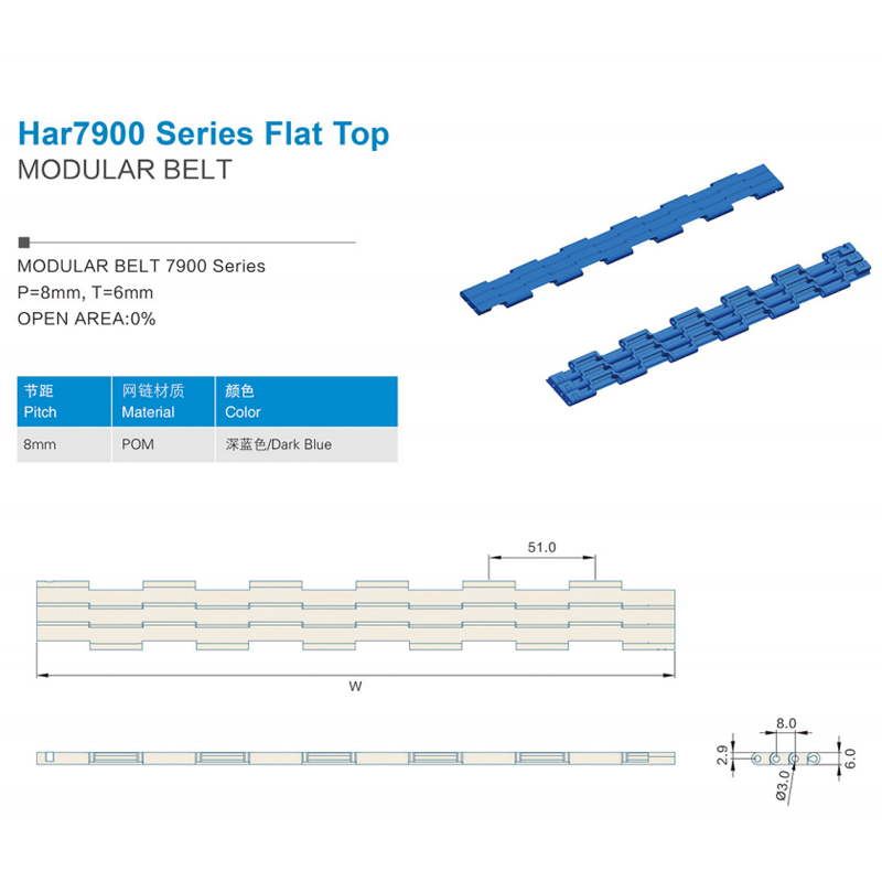Plastic Modular Belts Cbms7900 series flat top modular belt