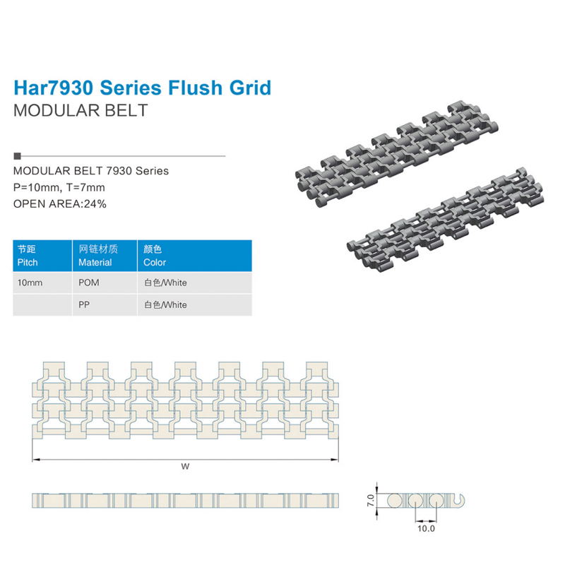 Plastic Modular Belts Cbms7930 series flush grid modular belt