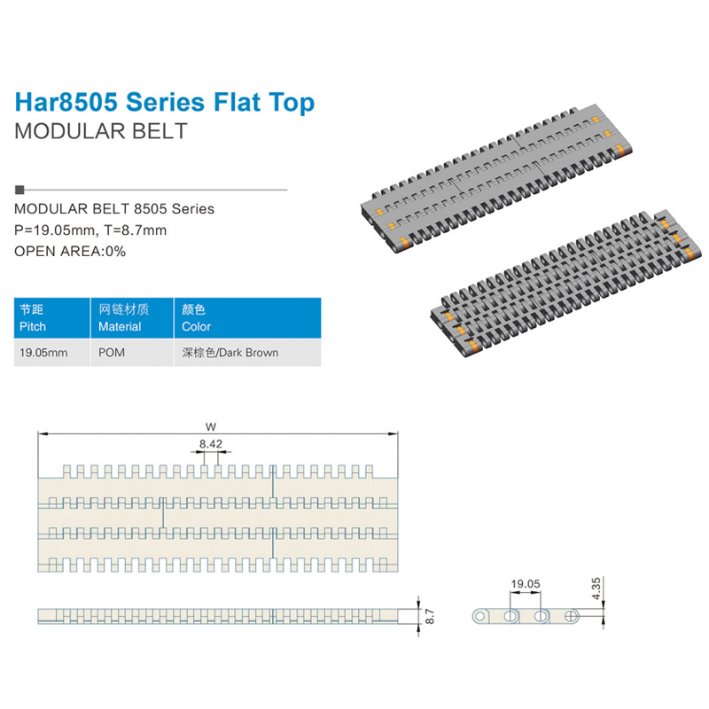 Plastic Modular Belts Cbms8505 series flat top modular belt