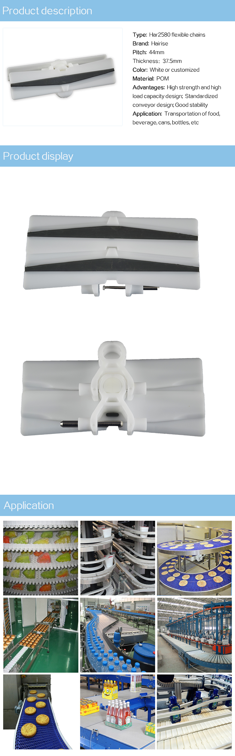 Flexible Chains Cbms2580 series rubber top flexible
