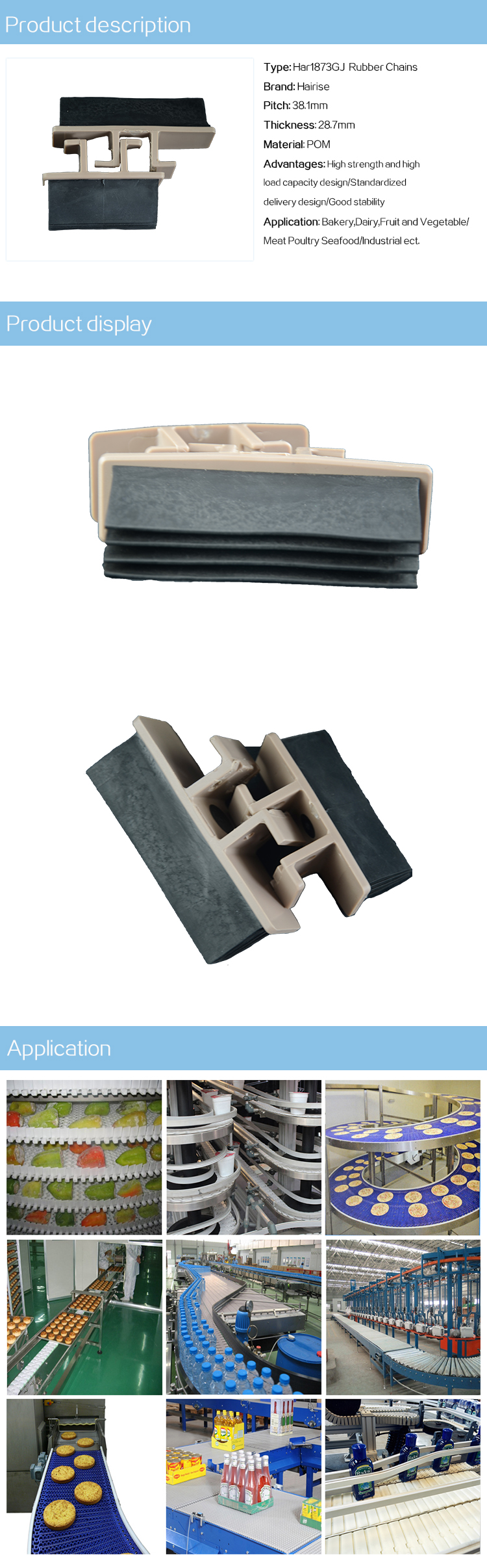 Plastic Slat Top Chains Cbms1873GJ series curve top chains