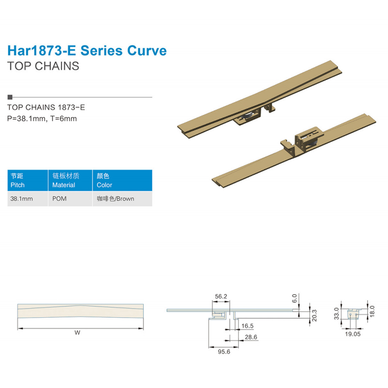 Steel Table Top Chains Cbms1873-E series curve top chains