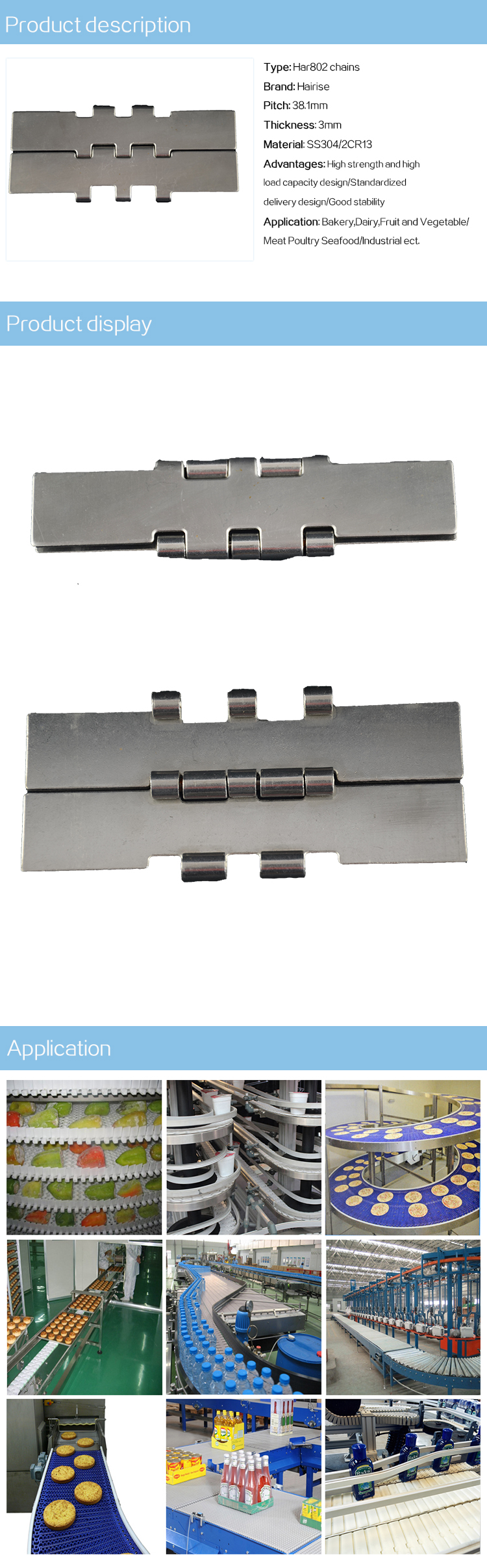 Steel Table Top Chains Cbms802 series top chains